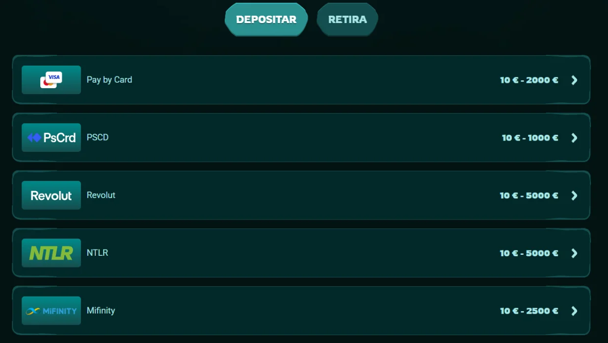 Playio Casino Métodos de Pago